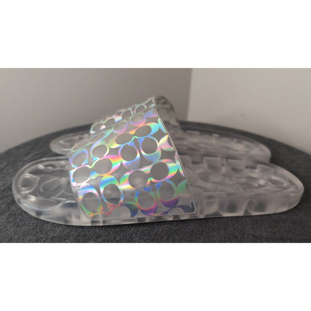 Coach Holographic Slide Sandals Size 9B Jelly Logo Pool Slides NWOT - Picture 5 of 8